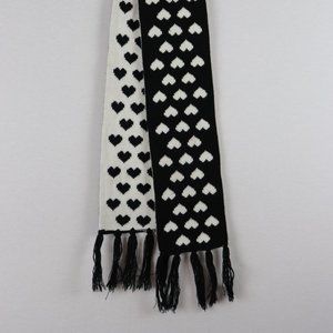 Black and White Heart Reversible Scarf